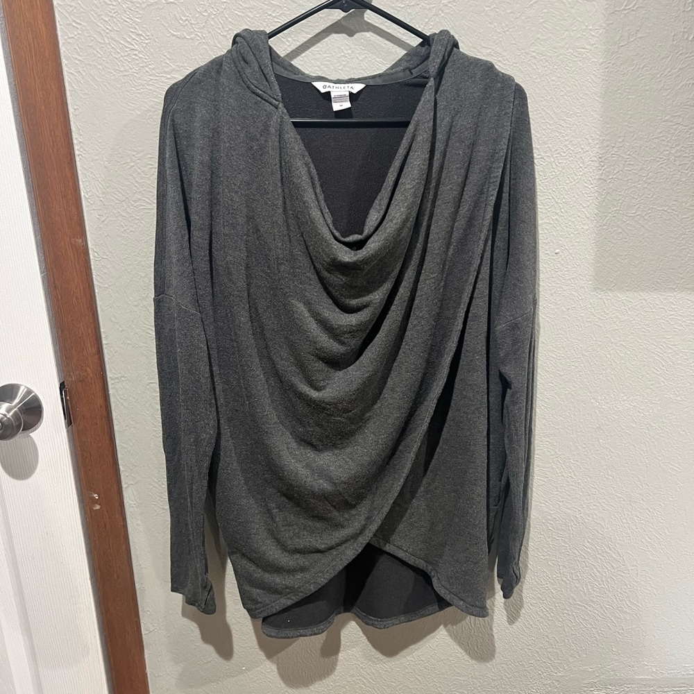 Athleta Charcoal Gray Pullover Top Oversized Size M Euc Really Cool Drapey Style